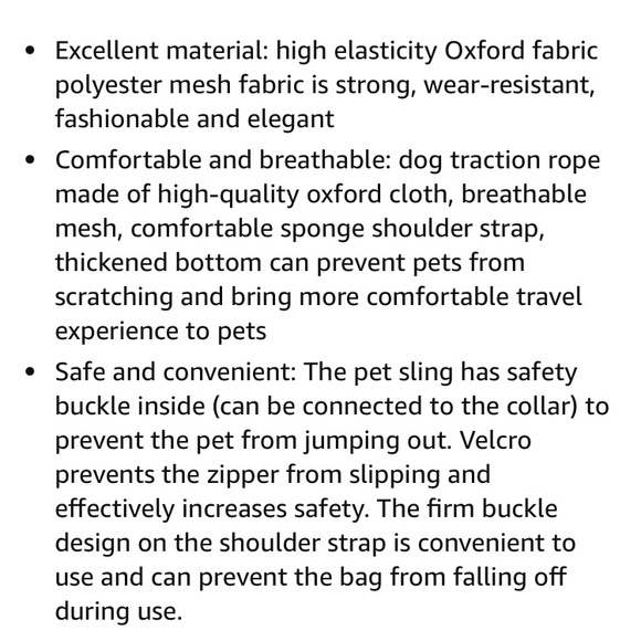 Nwot Pet Sling Carrier Small Dogs/Cats Adjustable Strap Mesh Hand Free - Picture 3 of 13